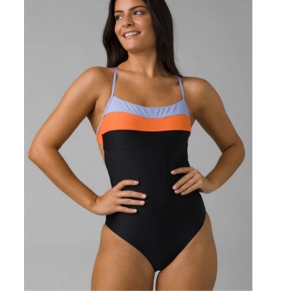 PrAna Lurisa One Piece Swimsuit Purple Black orange XL - Picture 1 of 8
